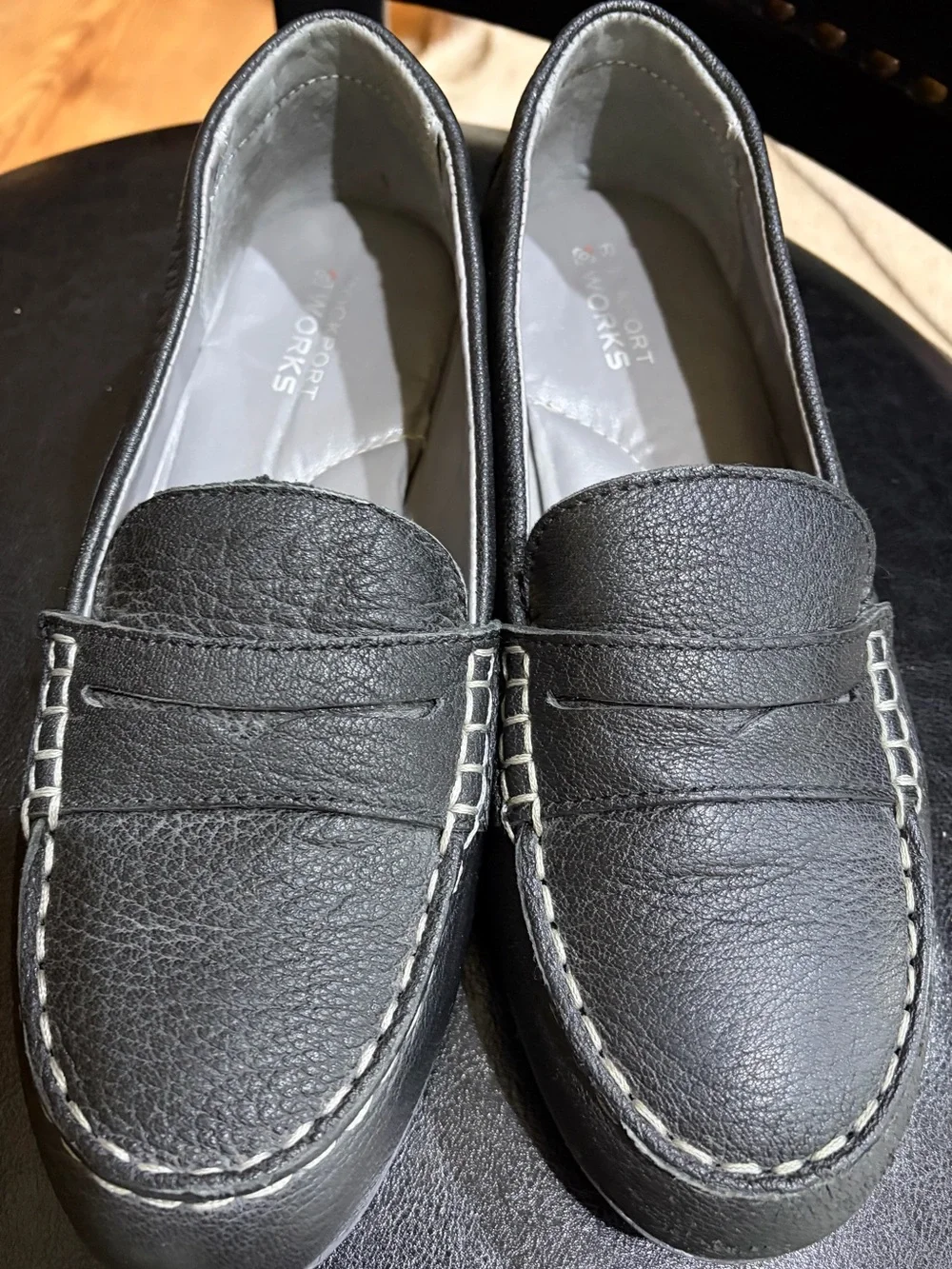 Rockport Works Top Shore Women's Steel Toe Loafer Black Leather RK600 sz 9.5